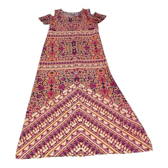 Emma & Michele Tribal Multicolor maxi dress, Pink, orange, black soft, size L - Picture 7 of 14